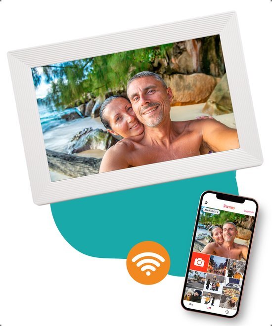 Digitale fotolijst met WiFi en Frameo App – 10 inch - Pora – HD+ -IPS Display – Wit - Micro SD – Touchscreen