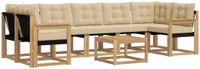 vidaXL - Hoek loungeset - 7 zitplekken - Wit en Beige - Acacia hout