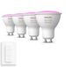 Philips Hue GU10 spot bundel 4 stuks - 350 Lumen - wit en gekleurd licht - 5,7W - Bluetooth - 1 Dimmer Switch - Dimbaar