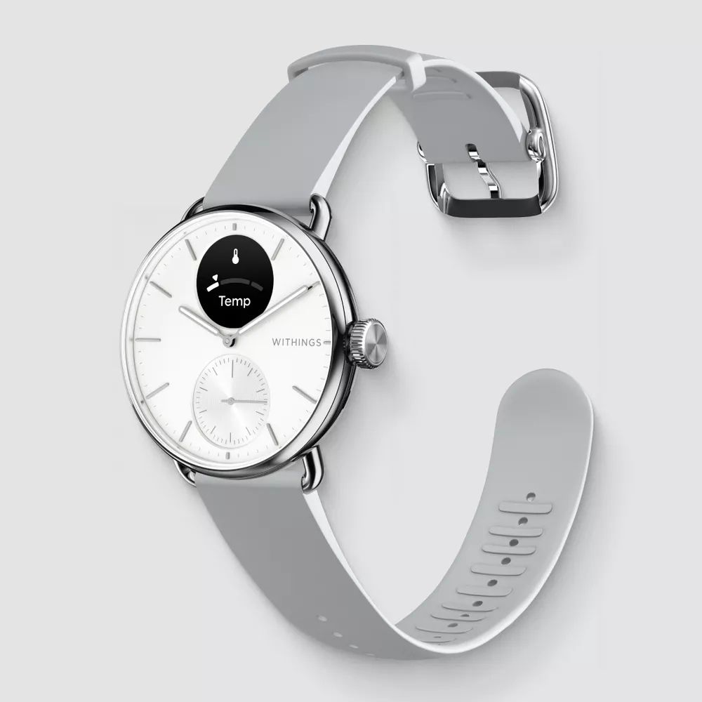 Withings ScanWatch 2 38mm - Hybrid Smartwatch - Stainless Steel - White Band