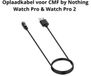 DrPhone Câble de recharge magnétique USB – Convient pour CMF by Nothing Watch Pro /Watch Pro 2 & Watch Pro 3 Smartwatch câble – Noir – 1M