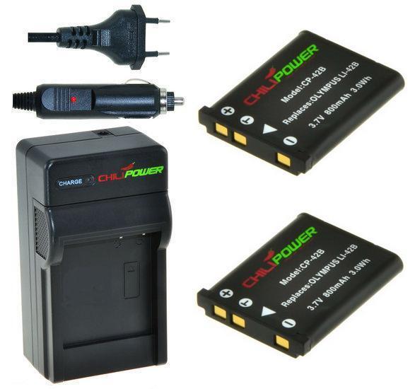 ChiliPower 2 x D-Li63 accu's voor Pentax - inclusief oplader en autolader 2 x D-Li63 accu's voor Pentax - inclusief oplader en autolader