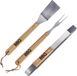 Merkloos BBQ Gereedschap - 3-delig - RVS - houten handgreep - Barbecue spatel - vork en vleestang