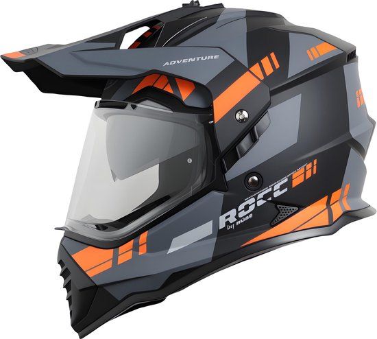 Rocc 500 Endurohelm - Zwart Mat/grijs/oranje, L