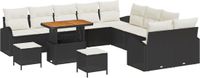 vidaXL Tuinbank Set 13-delig Zwart Polyrattan