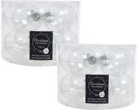 Decoris Kerstballen set - 20x stuks - transparant - glas - 6 cm - glans/mat - kerstversiering