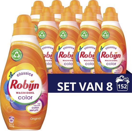 Robijn Klein &amp; Krachtig Classics Color Vloeibaar Wasmiddel - 8 x 19 wasbeurten - Voordeelverpakking