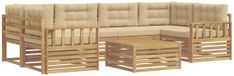 vidaXL - Hoek loungeset - 6 zitplaatsen - Wit en Beige - Polyester