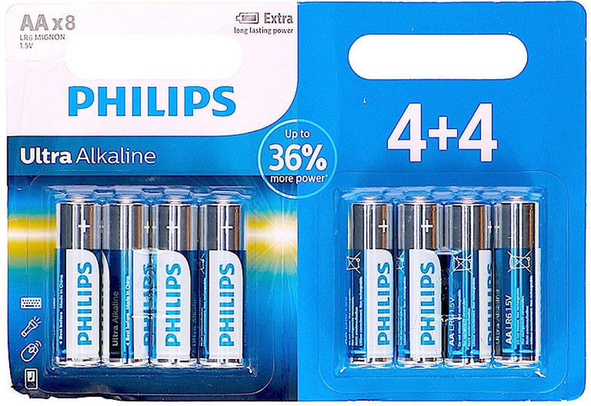 Philips Batterij 8 LR 6 AA ultra alkalische blister LR 6 E 8 B 10