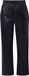 Ulla Popken - Dames - Broek leerlook strepen rechte pijpen elastische tailleband - Zwart - Maat 46