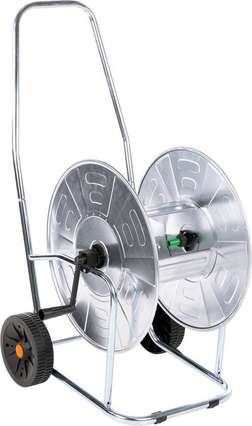 vidaXL Slanghaspelkar - voor - 80 m - 3/4" slang - staal - Zilver