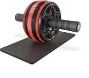 Hop-Sport Buikspierwiel AB Roller – Met Antisliphandgrepen en Kniebeschermmat voor Core Training – Rood
