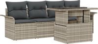 vidaXL Tuinbank Set 5-delig Lichtgrijs Polyrattan