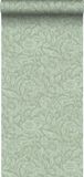 ESTAHome Behang Vintage Bloemen Vergrijsd Mintgroen - 53 cm x 10.05 m