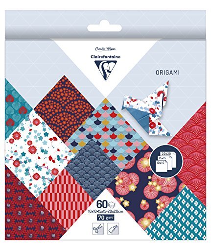 Clairefontaine 95347C Origami Papier, 70 g/m², 3 maten - Hanayo, 60 Vellen