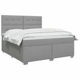 vidaXL Boxspringbed met matras, lichtgrijs, 160 x 200 cm, gestoffeerd