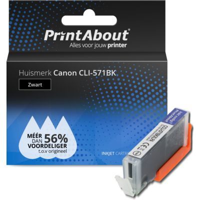 PrintAbout Huismerk Canon CLI-571BK Zwart Inktcartridge