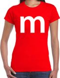 Bellatio Decorations Shoppartners Bv Letter M verkleed - carnaval t-shirt - rood - voor dames - M en M serie - kostuum XL