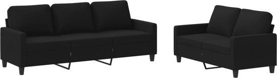 vidaXL 2-delige loungeset met kussens stof zwart