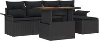 vidaXL Tuinbank Set 6-delig Zwart Polyrattan