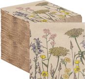 Talking Tables Table Kind Papieren Servetten 100 Stuks – Gerecycled Kraft Ongebleekt – Lente Wildbloemen Design – 2-laags 33 cm – Wegwerp Servetten voor Bruiloft, Feest & Dagelijks Gebruik – Recyclebaar – Gemaakt in EU