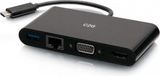 CablesToGo C2G USB-C naar HDMI, VGA, USB-A en RJ45 Multiport Adapter - 4K 30Hz - Zwart