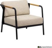 Apple Bee Elle Loungestoel 70 Antraciet Aluminium/Teak Inclusief Kussen
