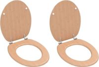 vidaXL Toiletbrillen 2 st met deksels bamboeontwerp mdf