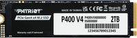 Patriot P400 V4 2TB - SSD - M.2 2280 - PCIe Gen4 x4 - 2 TB - NVMe 2.0 - 6200 MB/s Lezen - 5200 MB/s Schrijven - Zwart