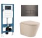 QeramiQ Dely Toiletset - Inbouwreservoir - Gunmetal Bedieningsplaat - Beige