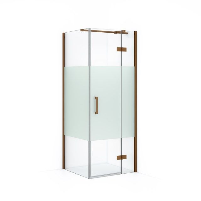 Maxaro Douchecabine Diamond 80x80cm 8mm Helder Veiligheidsglas met Matte Strook Koper