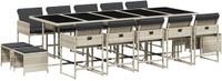 vidaXL 15-delige tuinset met kussens, polyrattan, lichtgrijs
