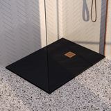 Brauer Asteroid Douchebak - 90 x 140 cm - Mineraalmarmer - Mat Zwart - Antislip - Antibacterieel