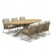 Cleve beige/Gianna Sandstone set de salle à manger basse | 6 personnes | teck + corde | 240cm ovale
