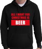 Bellatio Decorations Shoppartners Bv Foute Kerst hoodie / hooded sweater - All I want for christmas is beer - zwart voor heren - kerstkleding / kerst outfit L
