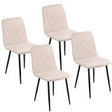 Baroni Home Set van 4 moderne stoelen met fluwelen bekleding en zwarte ijzeren poten voor woonkamer, slaapkamer, eetkamer, beige, 52 x 44 x 85 cm