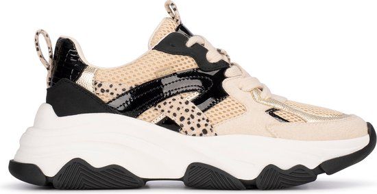 Posh by Poelman Gigi Dames Sneakers - Beige met combinatie