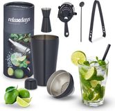 Merkloos Relaxdays Cocktailset 5-delig - RVS - Zwart