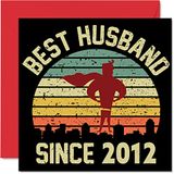 11e verjaardagskaart voor echtgenoot van vrouw - Beste echtgenoot sinds 2012 - I Love You Gifts, Happy 11th Wedding Anniversary Cards for Partner, 145 mm x 145 mm wenskaarten voor elfde jubilea