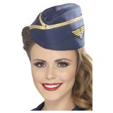 Smiffys Stewardessen verkleed hoedje - blauw