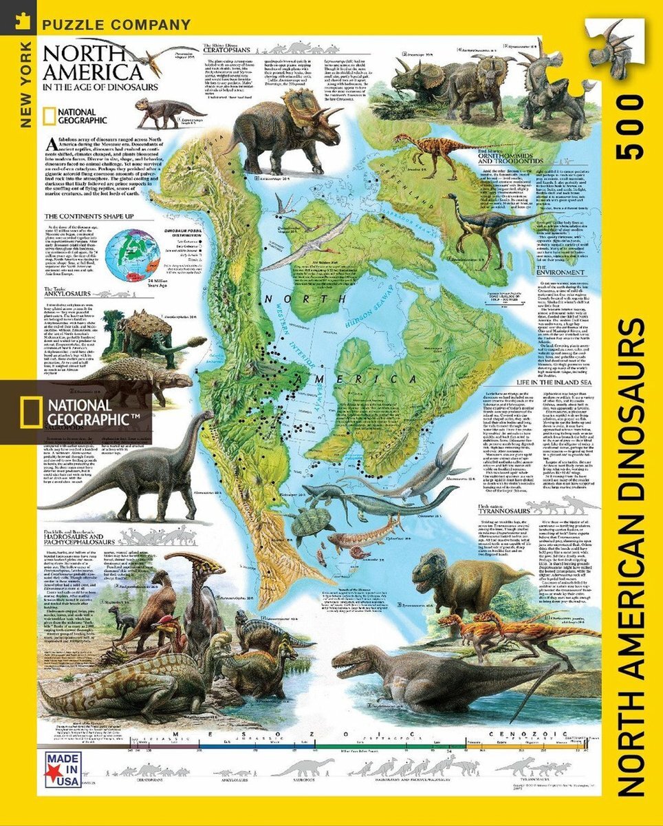 The New York Puzzle Company North American Dinosaurs - NYPC National Geographic Collectie Puzzel 500 Stukjes