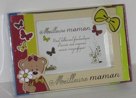 Kwikki fotolijstje Meilleure maman Rood Hout 13x9 cm 1 foto Rechthoek