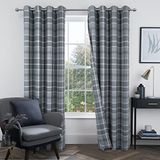 always4u Grijze geruite tartan gordijnen hoogland wollen look check moderne klassieke raambekleding gordijn/gordijnen voor woonkamer 2 panelen grijs 137 x 160 cm