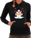 Bellatio Decorations Foute Kersttrui - Sneeuwpop Merry Christmas - hoodie / hooded sweater - zwart - dames - Kerstkleding / Kerst outfit S