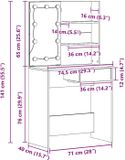 vidaXL Kaptafel Zwart Eiken 74,5 x 40 x 141 cm