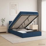 vidaXL Ottomanbed met matras en blauwe LED-verlichting, 120 x 190 cm, met stoffen bekleding