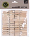 Pinces à linge naturel - 144x - bambou bois - 7 cm - pinces en bois