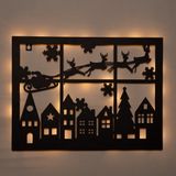 Anna's Collection Muurhanger kerstslee 40x32 cm zwart