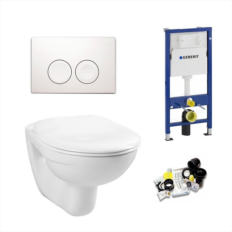 Geberit UP100 Toiletset - Softclose Zitting & Delta 21 Drukplaat - Wit