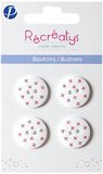Récréatys 7123 18 17 Sachet van 4 Customising Knoppen Bloemen Print Nylon 18 mm Rood/Wit